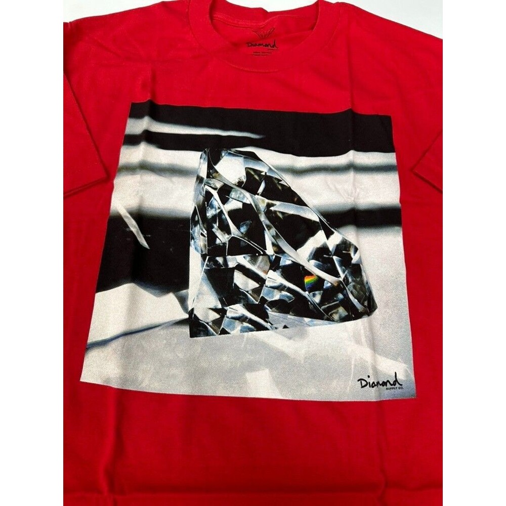 Diamond Supply Co T Shirt Size Large Red Brilliant Glass Short Sleeve Pullover - Picture 2 of 8
